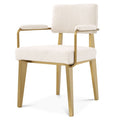 Retro Dining Chair – Cream Boucle, Brushed Brass Stainless Steel Frame